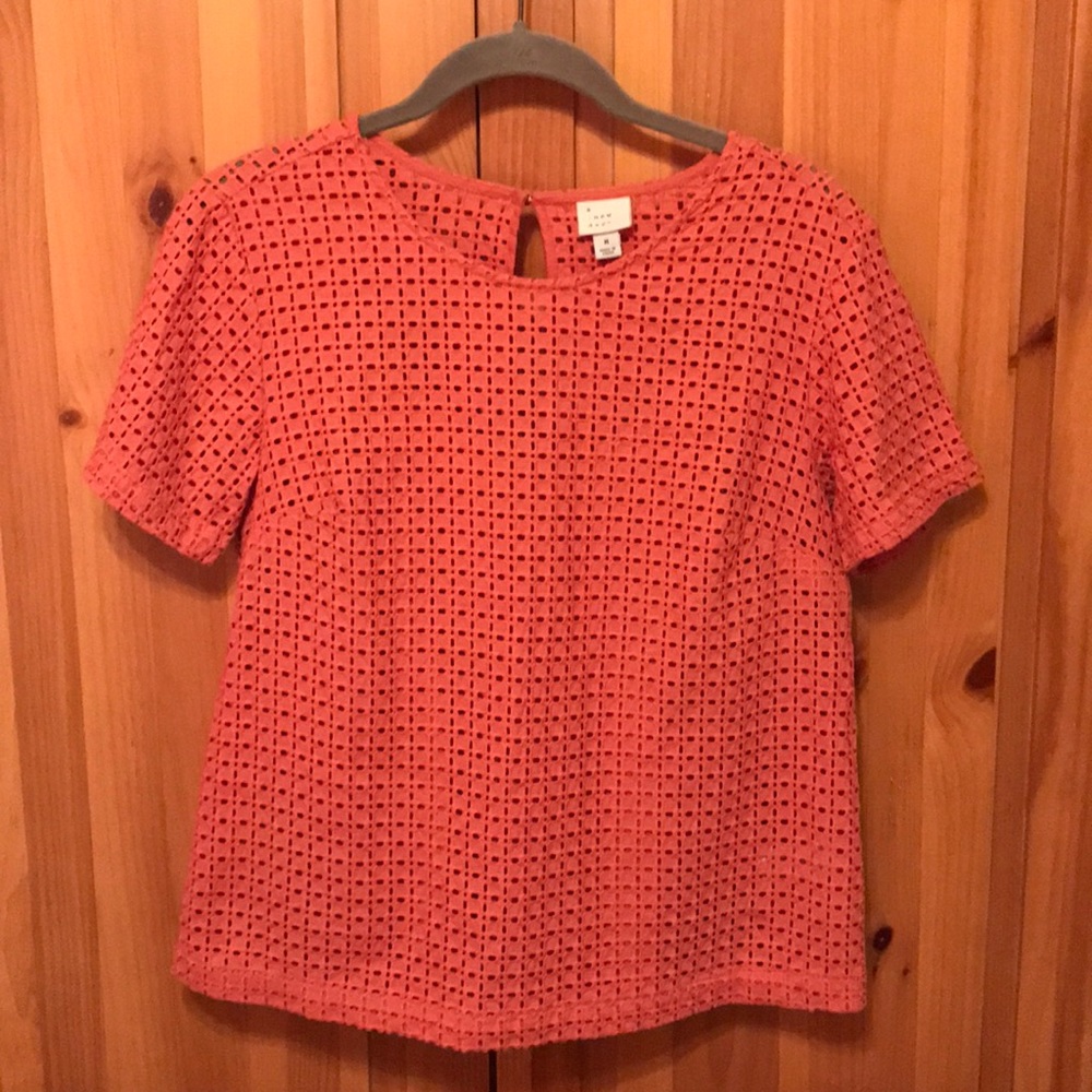 Eyelet Short-Sleeve Blouse